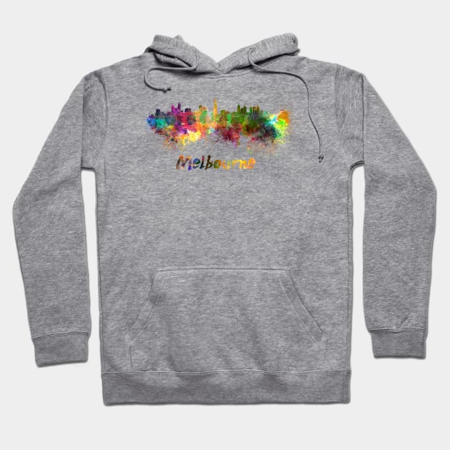 Melbourne skyline in watercolor Hoodie by PaulrommerArt